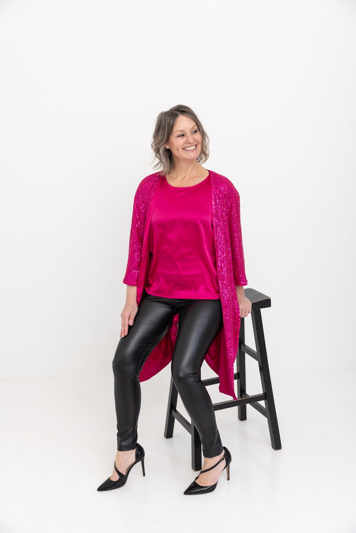 Fuchsia Sequin Duster by JCJ