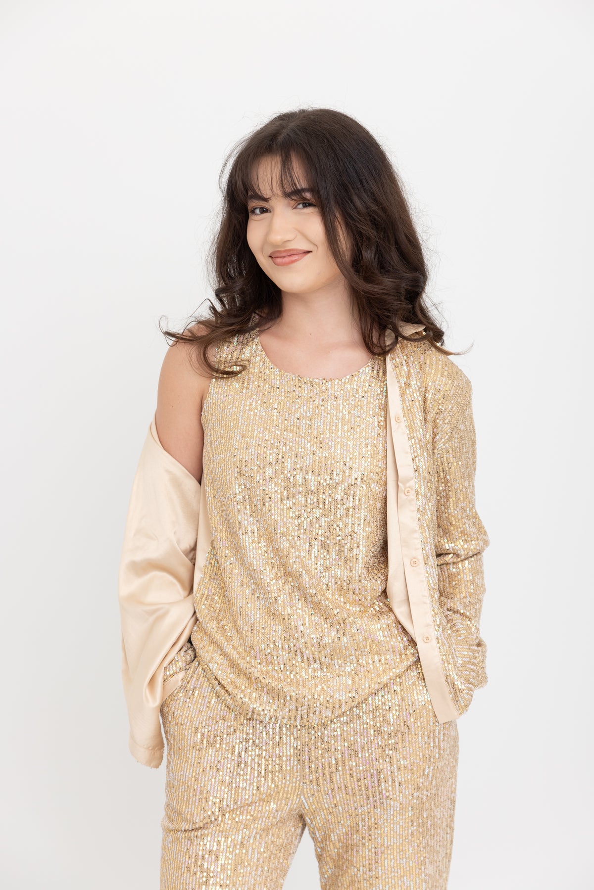 Gold Sequin Tank by JCJ