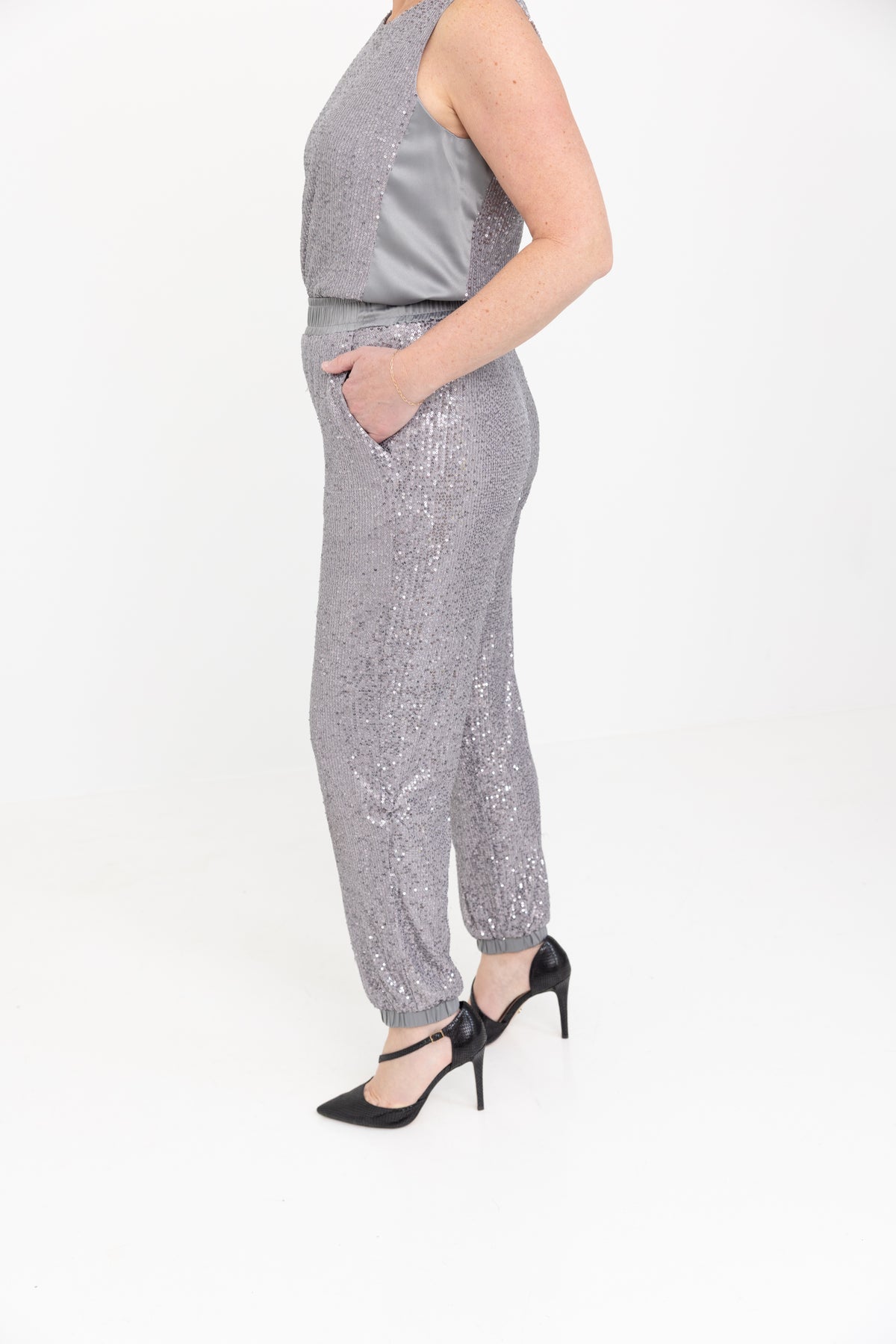 Silver Sequin Joggers by JCJ