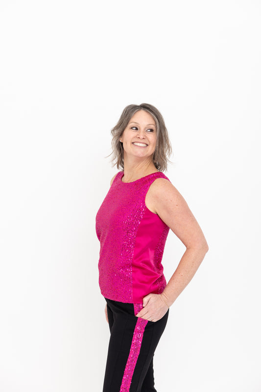 Fuchsia Sequin Tank by JCJ