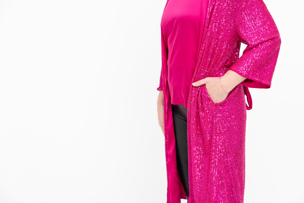 Fuchsia Sequin Duster by JCJ