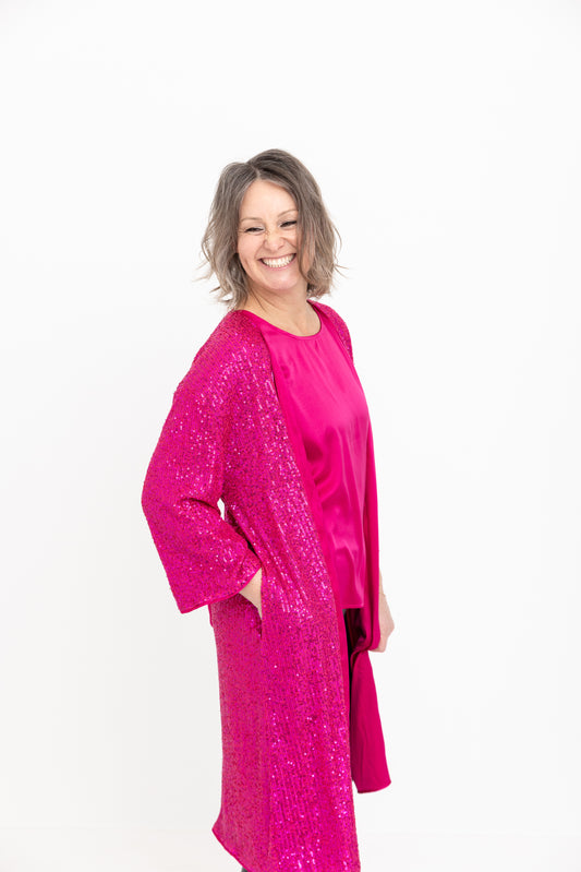 Fuchsia Sequin Duster by JCJ