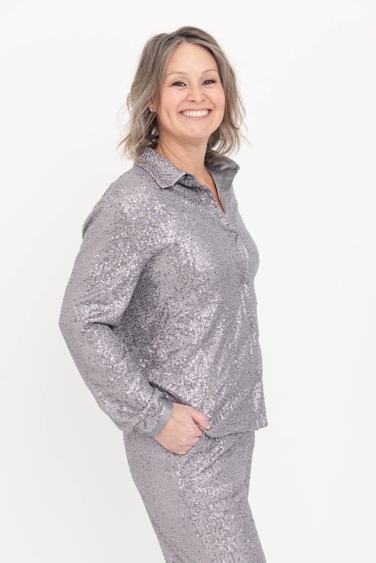 Silver Sequin Shacket by JCJ