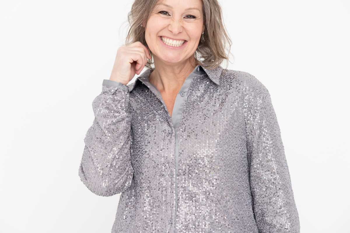 Silver Sequin Shacket by JCJ