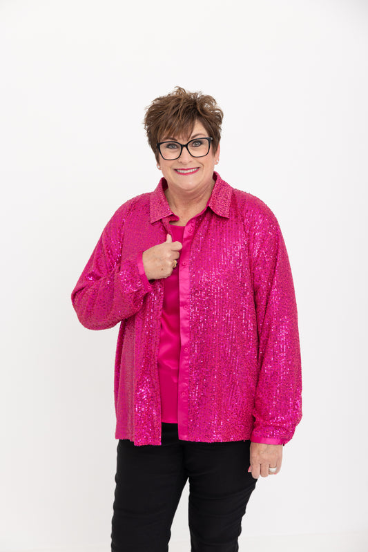 Fuchsia Sequin Shacket by JCJ
