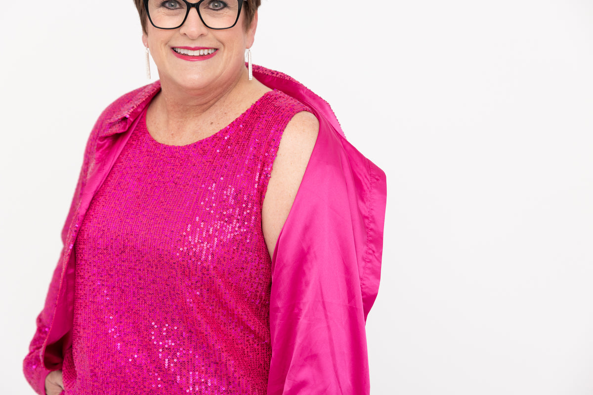 Fuchsia Sequin Tank by JCJ