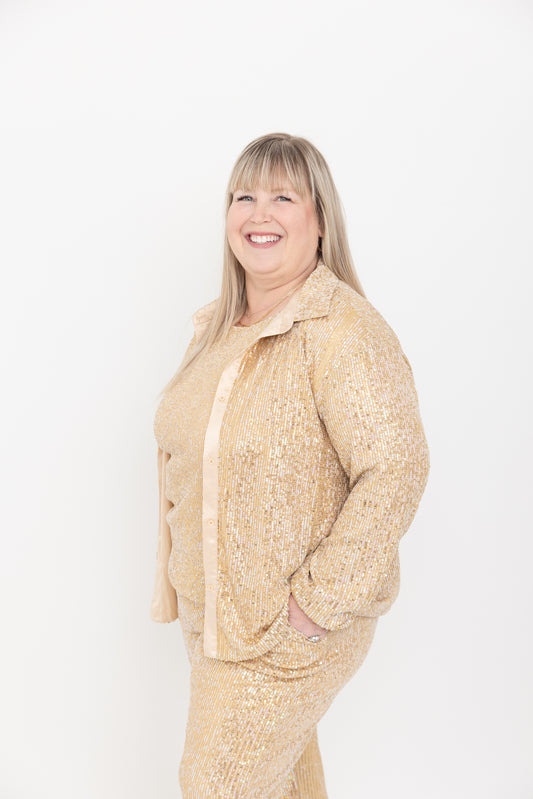 Gold Sequin Shacket by JCJ