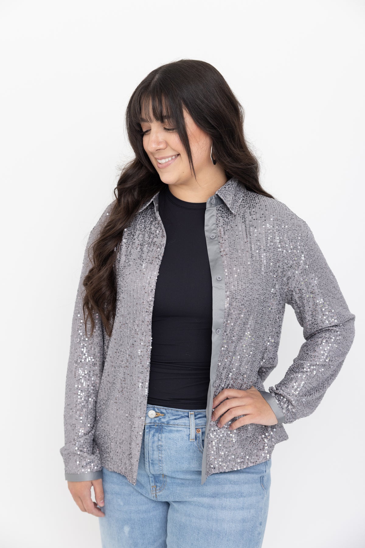 Silver Sequin Shacket by JCJ