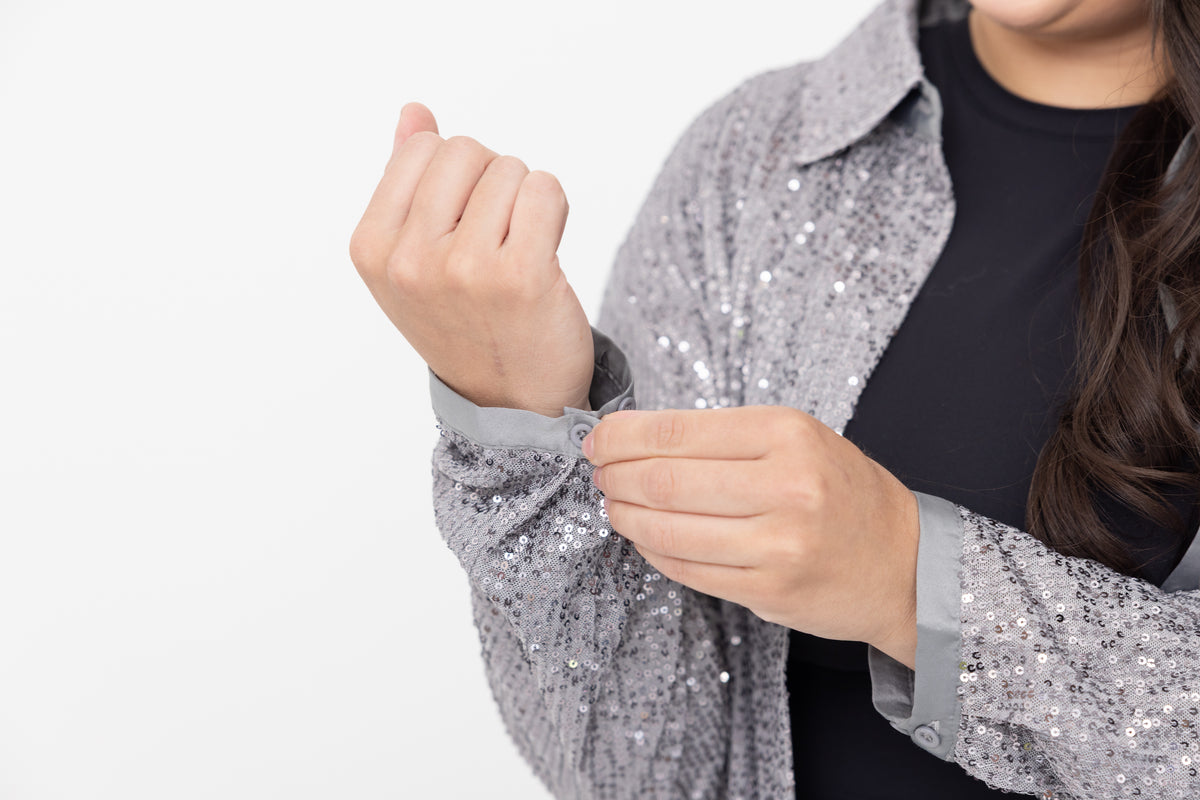 Silver Sequin Shacket by JCJ