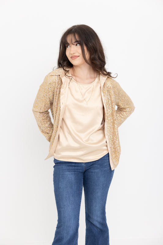 Gold Satin Tank by JCJ