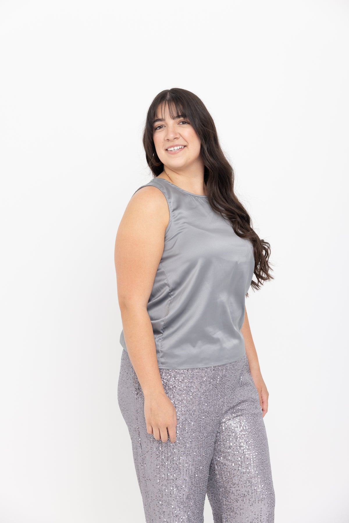 Silver Satin Tank by JCJ