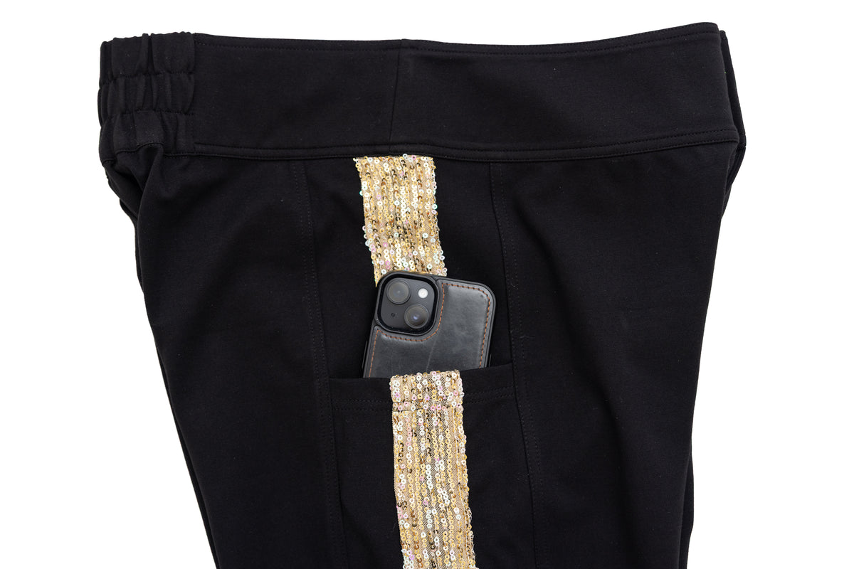Gold Tuxedo Sequin Stripe Leggings