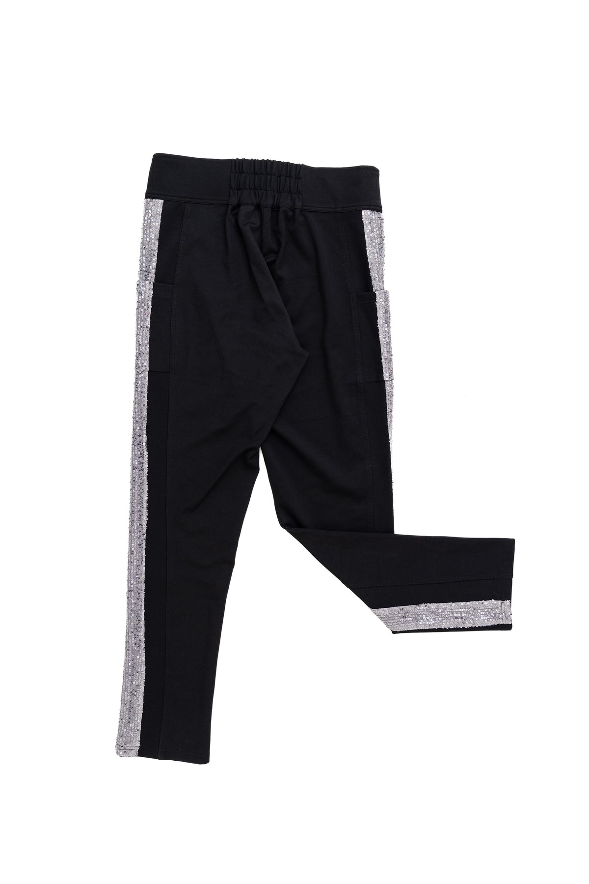 Silver Tuxedo Sequin Stripe Leggings