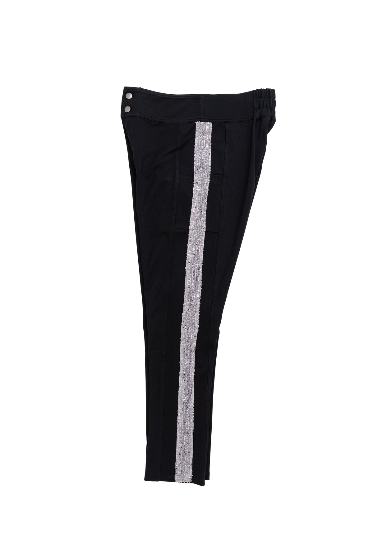 Silver Tuxedo Sequin Stripe Leggings