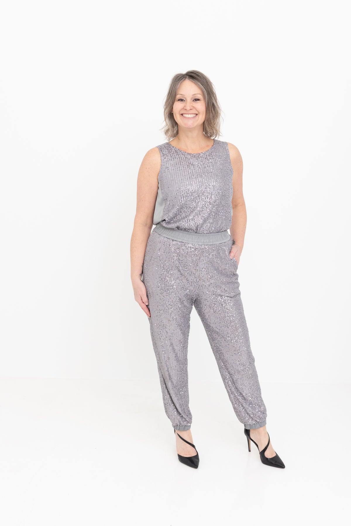 Silver Sequin Joggers by JCJ