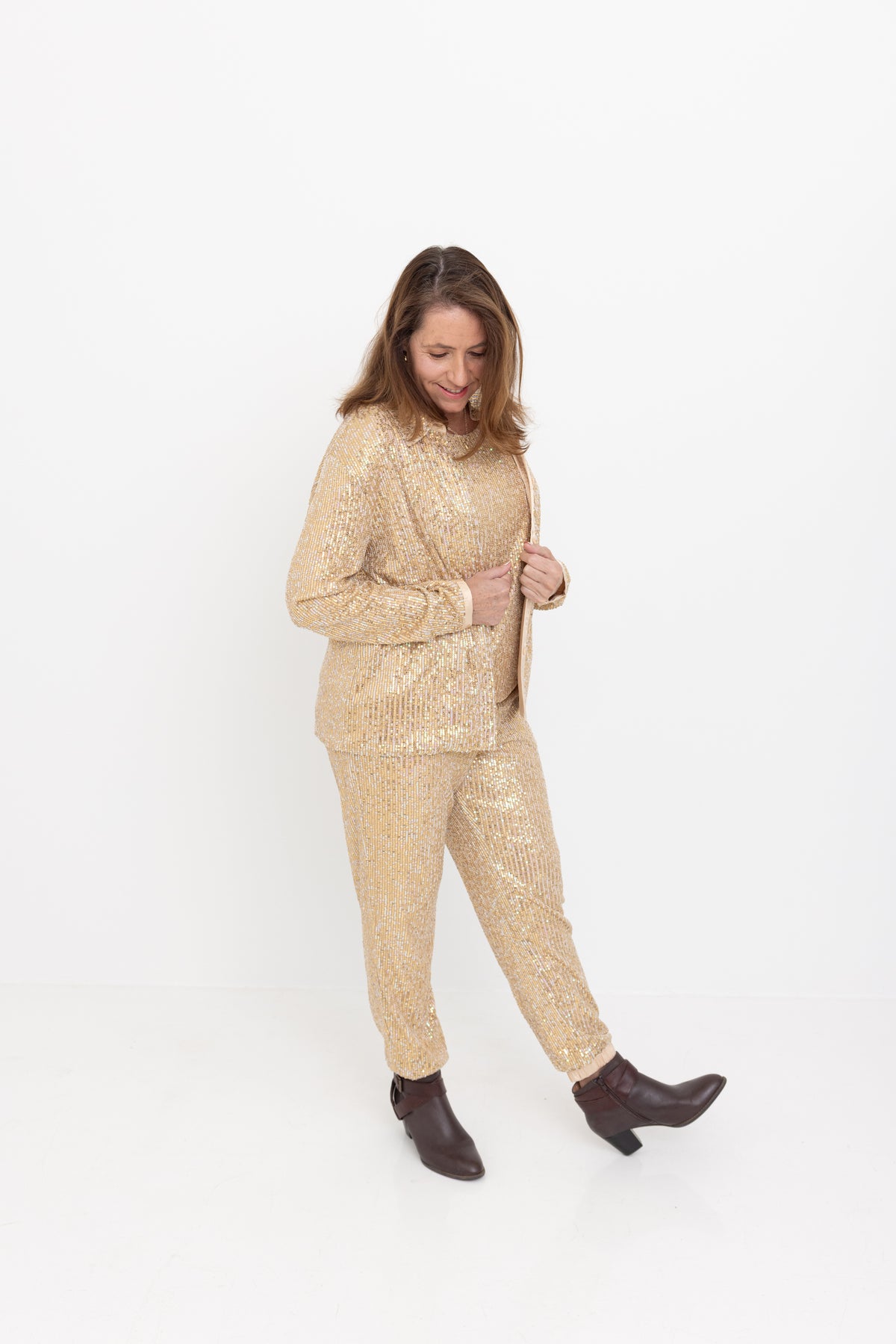 Gold Sequin Joggers by JCJ