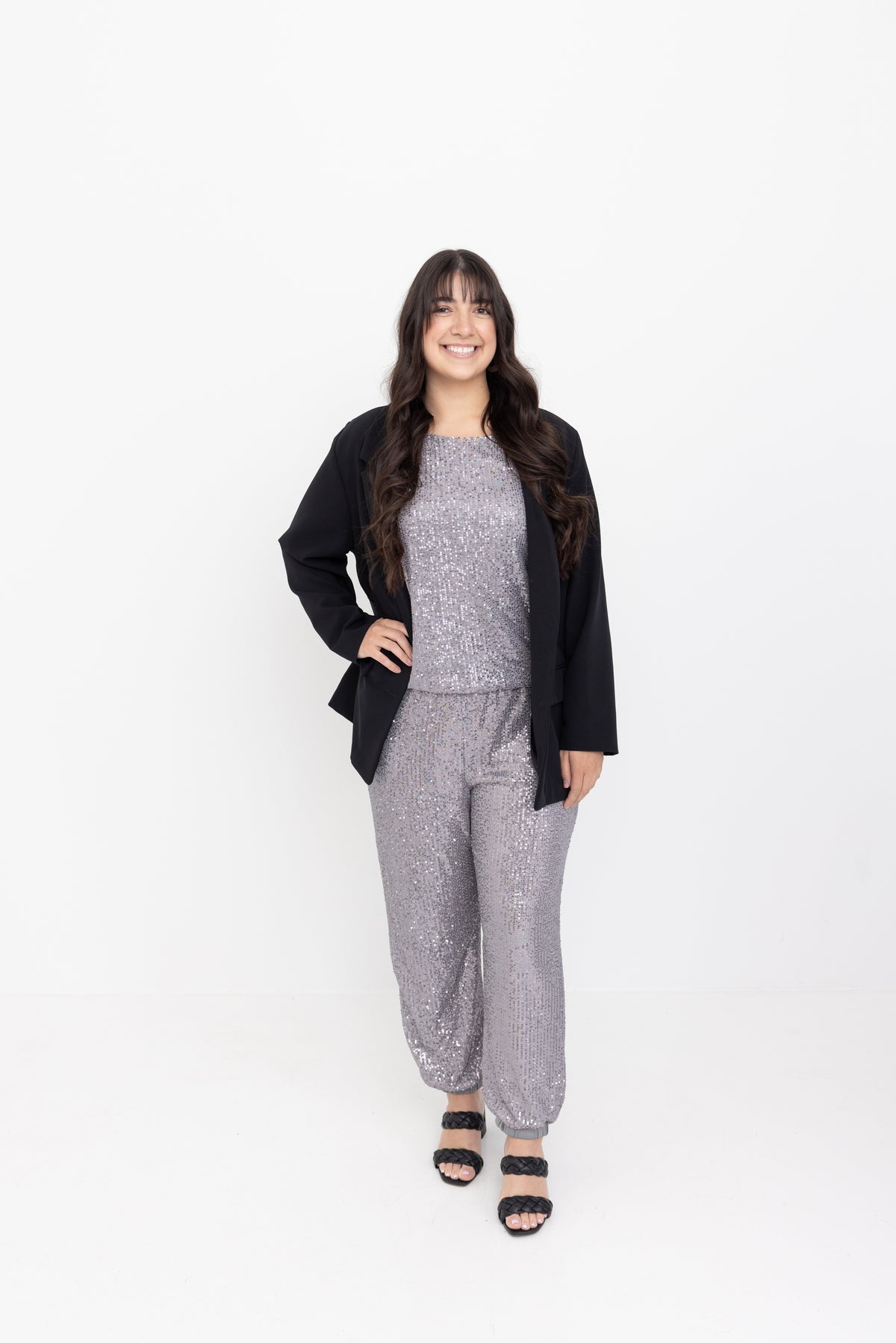 Silver Sequin Joggers by JCJ