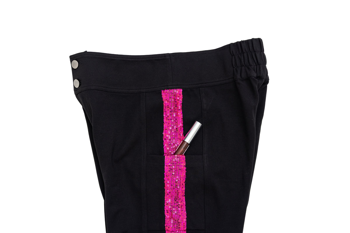 Fuchsia Tuxedo Sequin Stripe Leggings